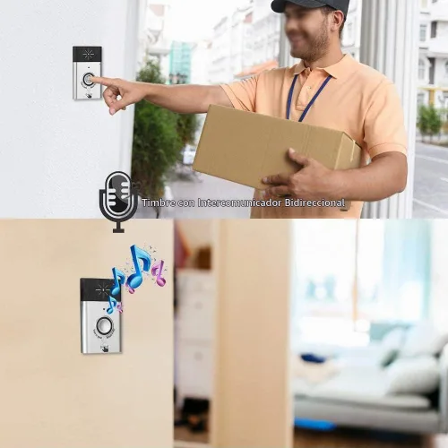 Vista 2 de Timbre de voz inteligente, intercomunicador de voz bidireccional para el hogar y la oficina, larga distancia y voz clara, seguridad para el hogar