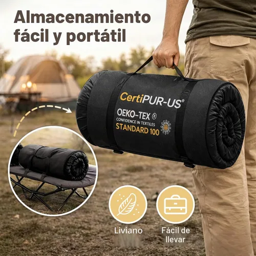 Vista 8 de CYMULA Colchón para Catre de Campamento de 2 pulgadas, Almohadilla para Dormir de Espuma Viscoelástica, Suave, Cálido, Antideslizante, Cubrecolchón