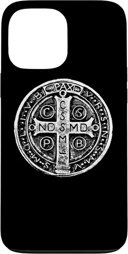 Vista 24 de Funda cristiana católica para iPhone 16 con medalla de San Benito de San Benito