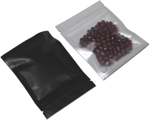 Vista 6 de FERENLI - 100 bolsas de almacenamiento de alimentos Mylar con cierre de cremallera, bolsas de aluminio opacas herméticas con ventana frontal
