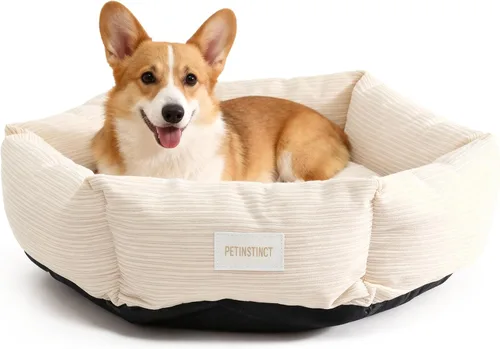 Vista 11 de Cama para gatos, cama para mascotas con forma de dona de 22 Blanco crema