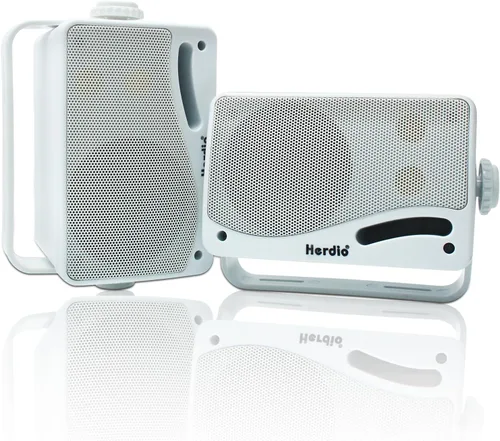 Vista 10 de Herdio Altavoces Bluetooth de 3.5" para exteriores con cable impermeables, altavoces de 200W de 3 vías de actualización premium para montar