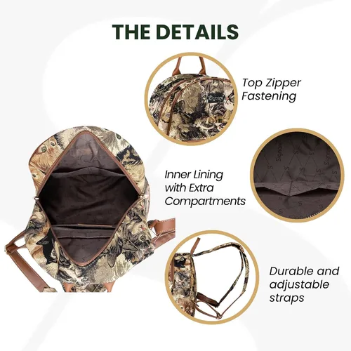 Vista 4 de Signare Mochila tipo tapiz, mochila casual para mujer, Gato, Daypack
