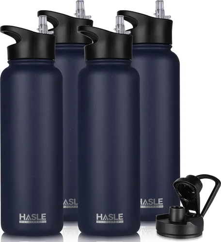 Vista 13 de HASLE OUTFITTERS Botella de agua aislada de 22 onzas, botella de agua de acero inoxidable de doble pared de boca ancha con tapa de popote y tapa