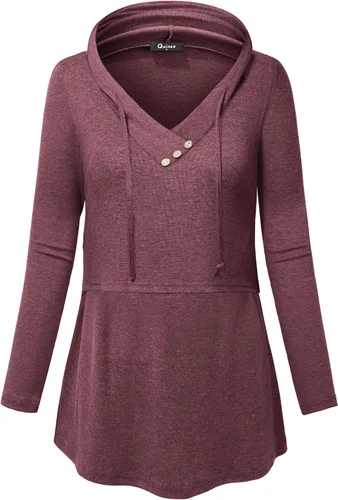 Vista 2 de QUINEE sudadera con capucha para mujer de manga larga a cuadros, bloque
