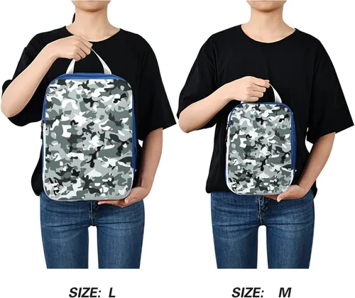 Vista 4 de Juego de cubos de embalaje de compresión expandibles de camuflaje, bolsas de almacenamiento extensibles, 3 piezas, ropa sucia separada, resistente