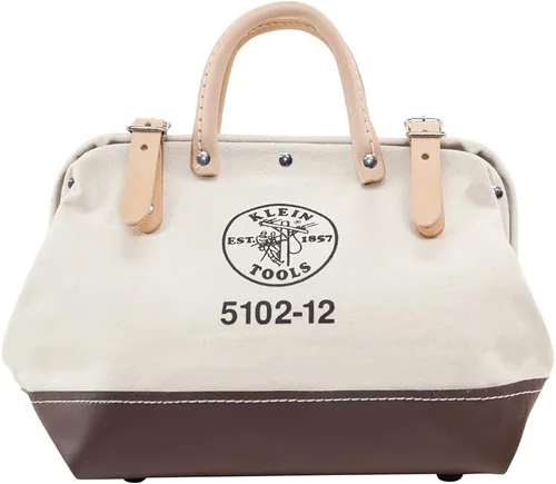 Vista 12 de Klein Tools 5102-12 Bolsa de herramientas resistente de lona natural, bolsa de herramientas portátil, bolsa multiusos con abertura amplia