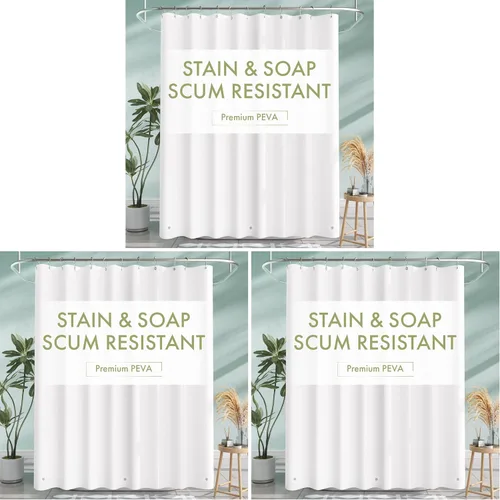 Vista 10 de AmazerBath Forro de cortina de ducha, 72x72 Forros de cortina de ducha beige, Forro de ducha de plástico ligero, Bonitas cortinas de ducha PEVA