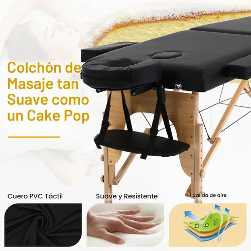 Vista 2 de Mesa de masaje, mesas de masaje portátiles con funda de transporte, cama de spa más suave, mesa de masaje de madera resistente, cama de pestañas