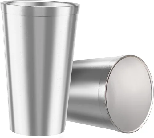 Vista 10 de Youda Vasos aislados de acero inoxidable de doble pared (juego de 2) apilables, taza de café/taza de té/vasos de cerveza enfriadores, ideales