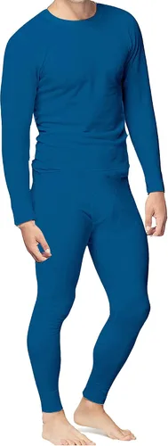 Vista 3 de Place and Street Conjunto de Ropa Interior Térmica de Algodón para Hombre Camisa Pantalones Long Johns Negro