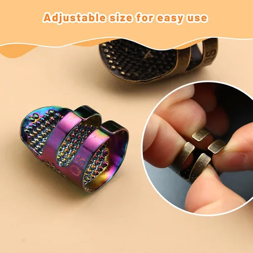 Vista 4 de ZMAAGG Dedales para coser a mano, dedal de costura, dedales de metal para bordar a mano, costura, artesanía de costura a mano