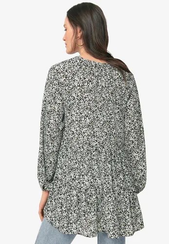 Vista 3 de Ellos Túnica escalonada de talla grande con cuello en V para mujer