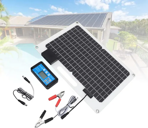 Vista 8 de Conjunto de panel solar portátil de 100 W de 18 V, cargadores de panel solar plegables, cargador solar de 12 V 24 V, doble USB, paneles solares a