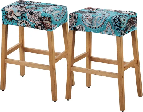 Vista 24 de YISUN Fundas de taburete rectangulares, paquete de 2 fundas elásticas impermeables para asiento de silla de montar, taburetes de bar, sillas de bar
