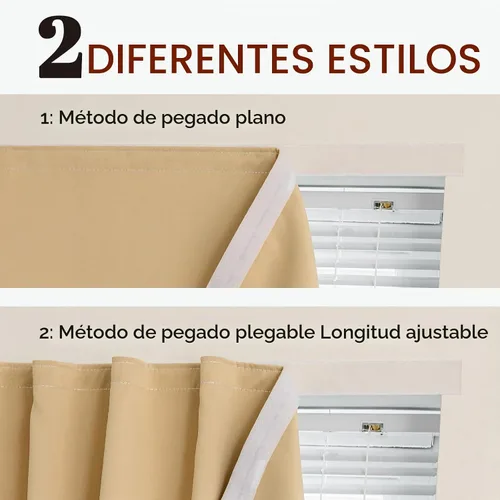 Vista 6 de Jilron Cortinas opacas autoadhesivas, cubierta adhesiva para ventana, sin taladro, fácil de instalar, aptas para inquilinos para dormitorio Beige