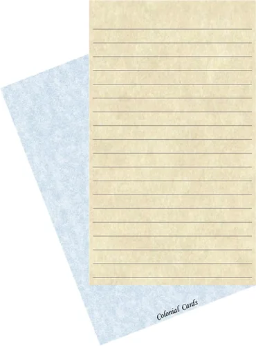 Vista 2 de Colonial Cards: 150 tarjetas de índice de pergamino envejecido de 3 x 5 pulgadas, formato retrato forrado