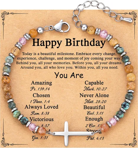 Vista 36 de TONY & SANDY Pulsera de cruz cristiana para mujer, regalo de San Valentín para ella, regalo de confirmación de bautismo, Pascua, regalo único