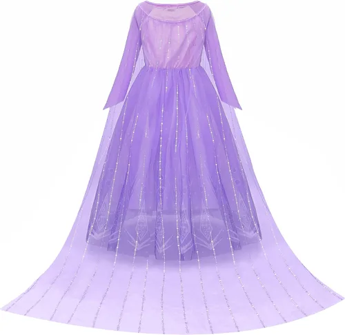 Vista 4 de Princess Dress for Girls Purple Princess Dress Up Clothes with Accessories Halloween Snow Queen Party Cosplay