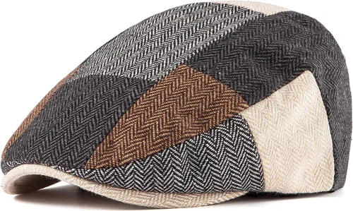 Vista 4 de Hombres Ivy Gatsby Newsboy Cap - Classic Wool Blend Tweed Flat Cap Cabbie Hat Hombres