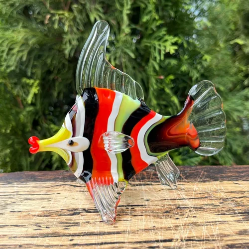 Vista 6 de Figura de pez de cristal – Pescado de Murano en miniatura soplado a mano – Decoración de acuario de cristal artístico – Adorno de pecera pequeño