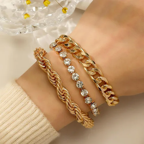 Vista 20 de Long tiantian Pulsera de oro gruesa para mujer, pulseras de oro delicadas, pulseras para mujer, pulseras apilables de eslabones de cadena