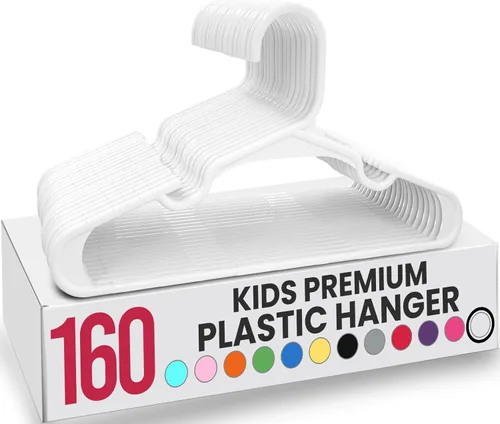 Vista 32 de Utopia Home - Perchas para niños, paquete de 20 perchas para armario de bebé de 11.5 pulgadas, color rosa bebé Perchas de plástico para bebés Se