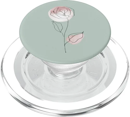 Vista 8 de Minimalistic Line Art Sage Green Pastel Boho Roses Flower PopSockets Swappable PopGrip