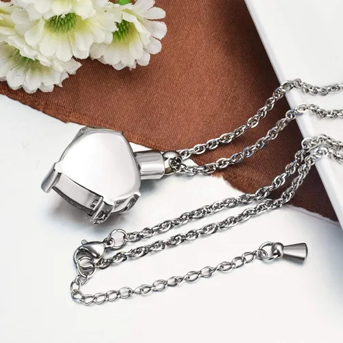 Vista 3 de XIUDA Collar de urna de cristal con piedra natal, colgante de recuerdo conmemorativo, soporte de ceniza, joyería de cremación para cenizas