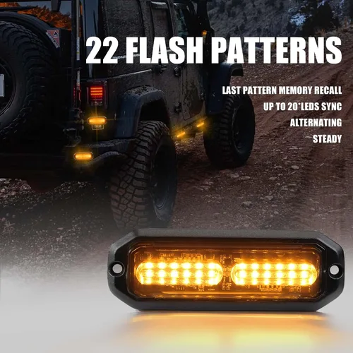 Vista 4 de WINECO Luces estroboscópicas LED ámbar para camiones, 8 piezas, 12 luces LED estroboscópicas intermitentes de montaje en superficie, kit de luces