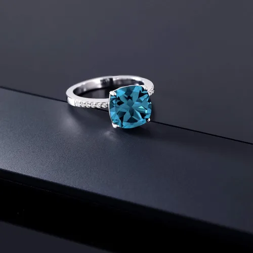 Vista 50 de Gem Stone King Anillo de compromiso de plata de ley 925 con piedra preciosa de corte cojín de 0.39 pulgadas Anillo de compromiso de aniversario