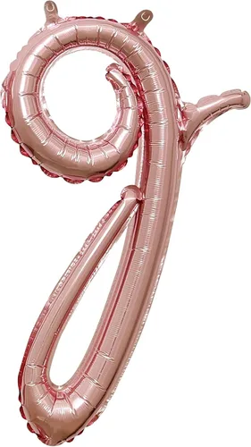 Vista 4 de Globo de aluminio en forma de escritura de oro rosa, 16 pulgadas (paquete de 1) - Elegante decoración de globos del alfabeto, perfecto para fiestas