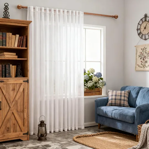 Vista 57 de MYSKY HOME Cortinas naturales de puerta francesa para ventana de puerta, 40 pulgadas de largo, cortas, semitransparentes, filtrantes de luz