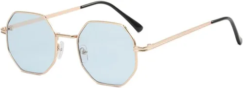Vista 17 de ENTHYI Gafas de sol de polígono para mujeres/hombres, gafas de sol vintage octágonas de metal