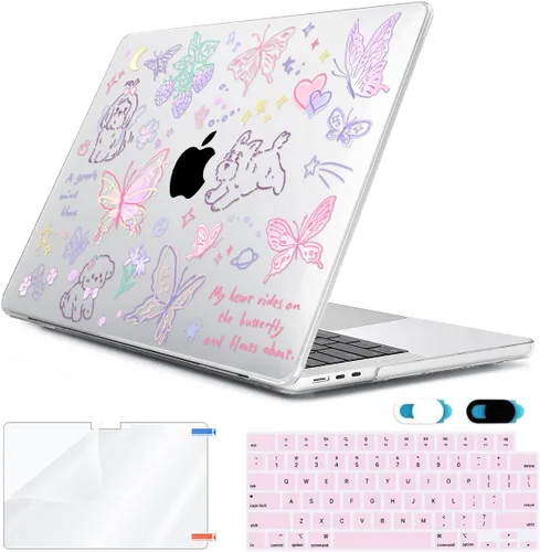 Vista 7 de Compatible con MacBook Air 2026 2025 2024-2022 de 13.6 pulgadas M5 A3449 M4 A3240 M3 A3113 M2 A2681 con Touch ID, carcasa rígida de plástico, hoja