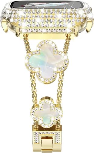 Vista 2 de Surace - Correa compatible con Apple Watch de 1.50 pulgadas para mujer, correa de metal con diamantes de imitación y circón en acero inoxidable