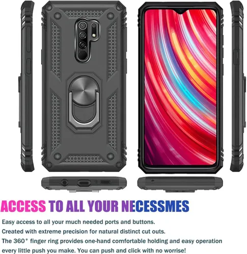 Vista 2 de Funda para Redmi Note 8 Pro M1906G7I con protector de pantalla de vidrio templado, [grado militar] Soporte magnético para anillo de automóvil