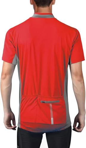 Vista 2 de bpbtti - Camiseta de ciclismo de manga corta para hombre, camiseta de ciclismo MTB con media cremallera frontal y 3 bolsillos posteriores