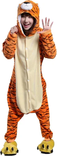 Vista 3 de Japsom Disfraz de tigre con capucha unisex para adultos