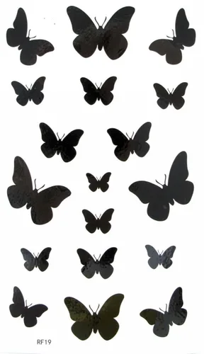 Vista 3 de MapofBeauty 2 unids tatuajes temporales mariposa cráneo impermeable Negro