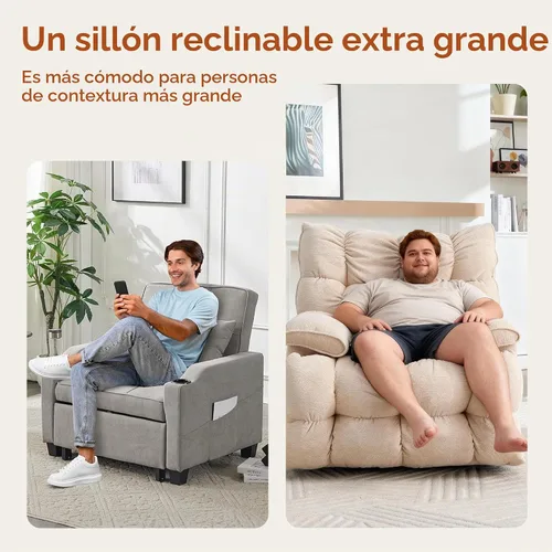Vista 5 de Sillón reclinable giratorio de gran tamaño para grandes y altos, extra Beige