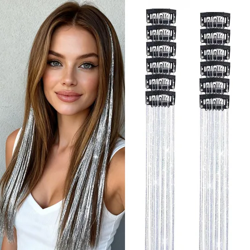 Vista 25 de Extensiones de cabello humano real con broches, 4.23 oz, 7 unidades, extensiones de cabello humano real con clip, de 14 pulgadas, rubio ceniza a