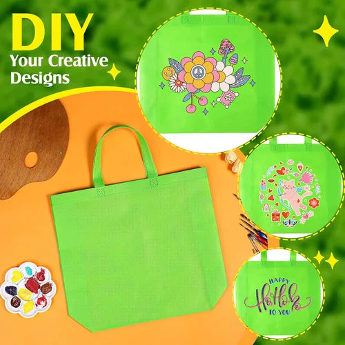 Vista 6 de Silkfly 100 bolsas tejidas reutilizables de Halloween a granel, bolsas de compras de otoño de Acción de Gracias, bolsas de compras para cumpleaños