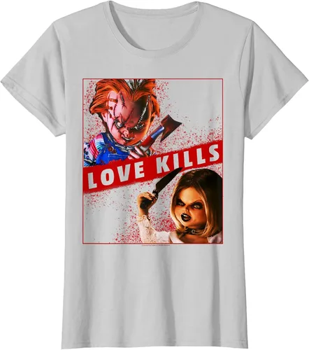 Vista 38 de Child's Play Chucky and Tiffany Love Kills T-Shirt Asphalt Grey