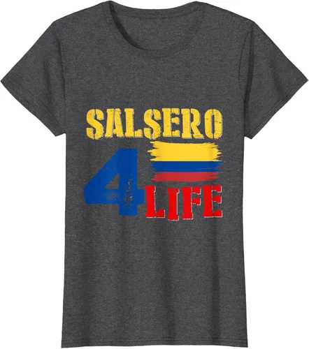 Vista 3 de Salsa Colombiana Gift - Camiseta de música con bandera colombiana Negro