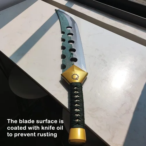 Vista 3 de Meliodas Lostvayne - Espada de demonio de 28.7 pulgadas, espadas de acero al carbono para cosplay de anime, verde