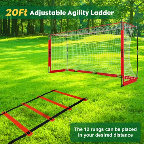 Vista 3 de RINREA Portería de fútbol portátil, red de portería de fútbol plegable con base metálica, equipo de entrenamiento de fútbol de montaje rápido con 1