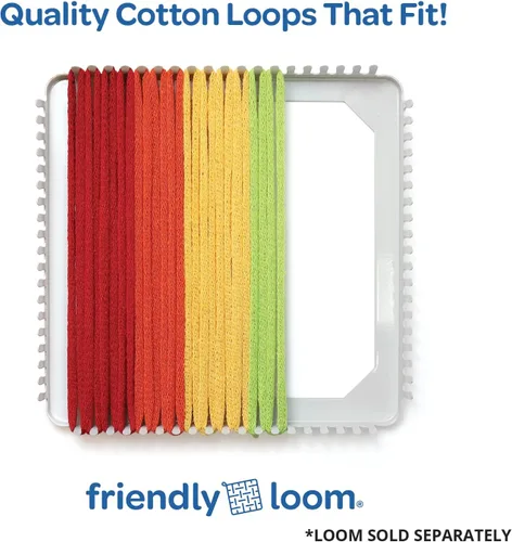 Vista 4 de Friendly Loom - Bucles de tejer de algodón de calidad en colores arcoíris – 7" Tamaño tradicional Teje 6 agarraderas funcionales Fabricado