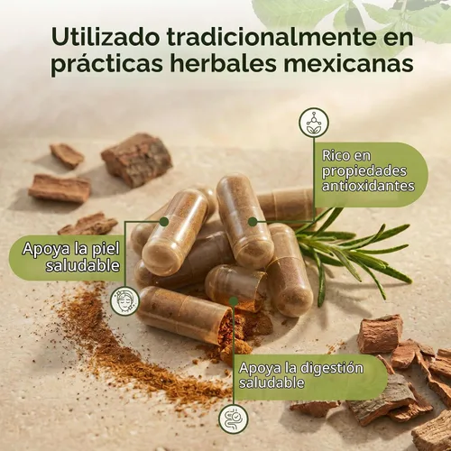 Vista 4 de Evergreen Herbs Cápsulas de cuachalalato – 90 cápsulas vegetales, 1350 mg por porción, suplemento herbario mexicano silvestre para soporte digestivo