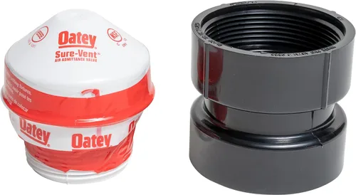 Vista 2 de Oatey 39019 Sure-Vent - Válvula de admisión de aire de 1.5 pulgadas - 2 pulgadas. 160 ramas, 24 pilas de capacidad DFU con adaptador recto ABS